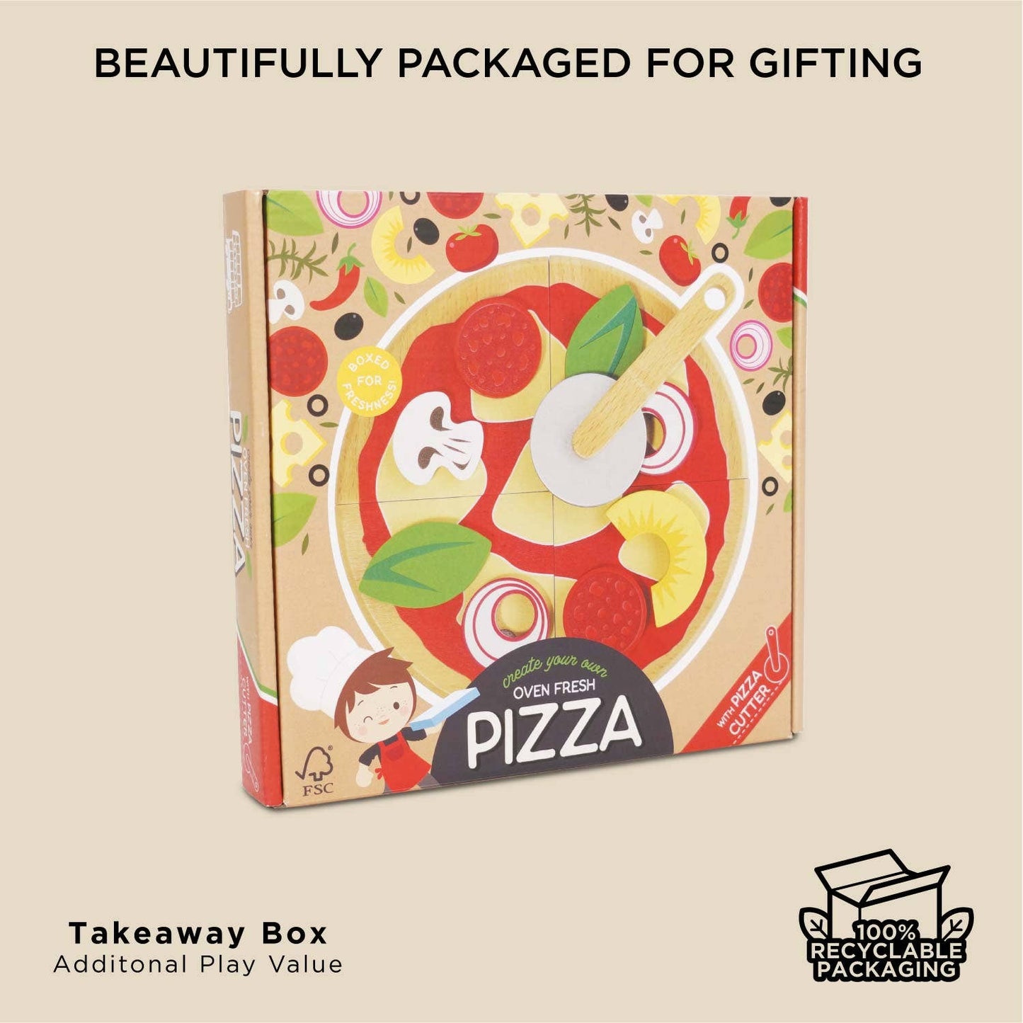 Le Toy Van, Pizza & Toppings with Slice Cutter