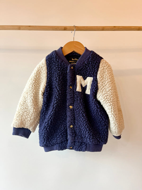 Preloved Mini Rodini, Navy and Cream Varsity Jacket, 2 - 3 years