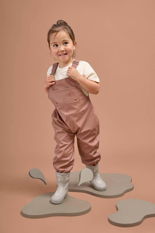 Grass + Air, Waterproof Rain Dungarees, Rose