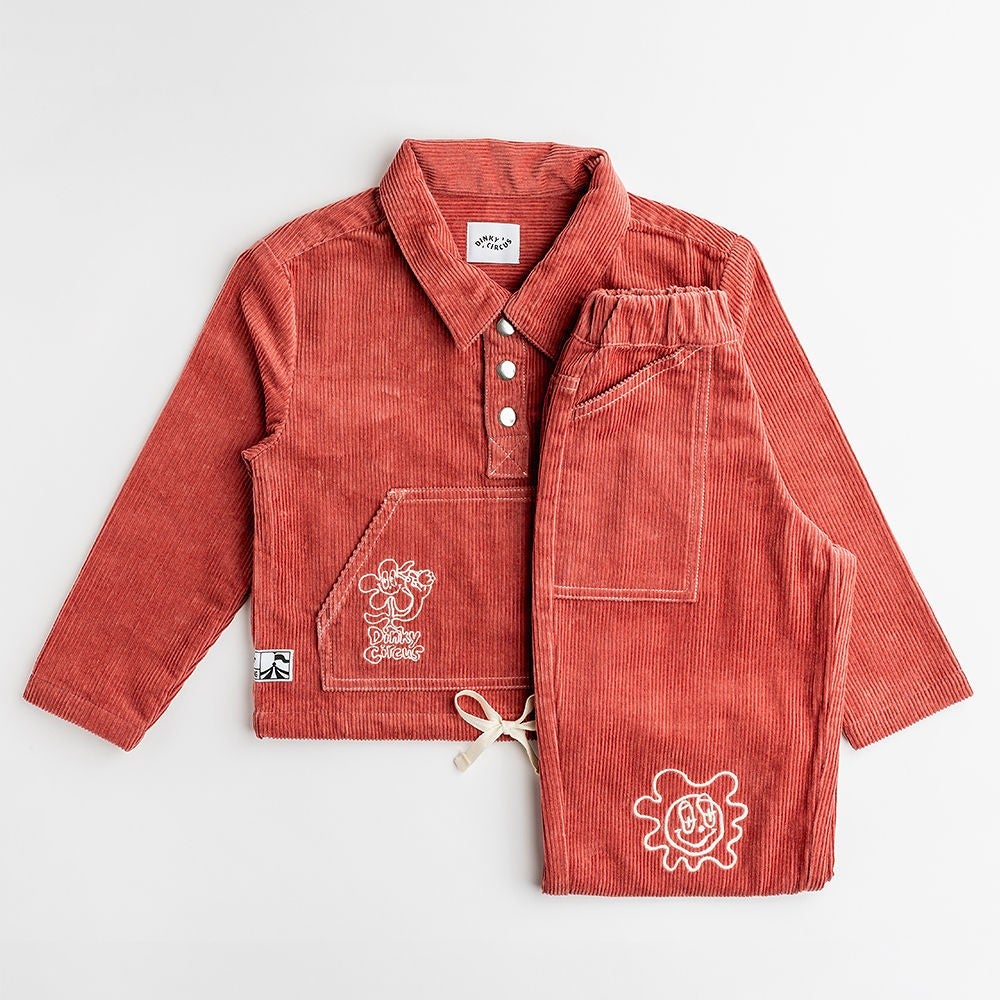 Dinky Circus, Rose Pink Wide-Leg Corduroy Pants