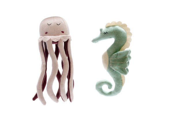 Best Years Tactile Knitted Seahorse Plush Toy Organic Cotton Sea Green