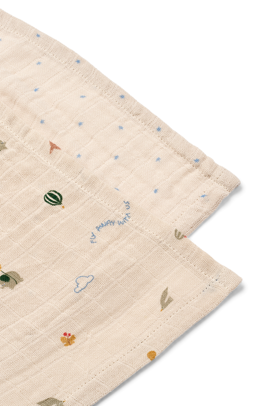 Liewood, Lewis Muslin Cloth 2-Pack, Star/Flying Mix