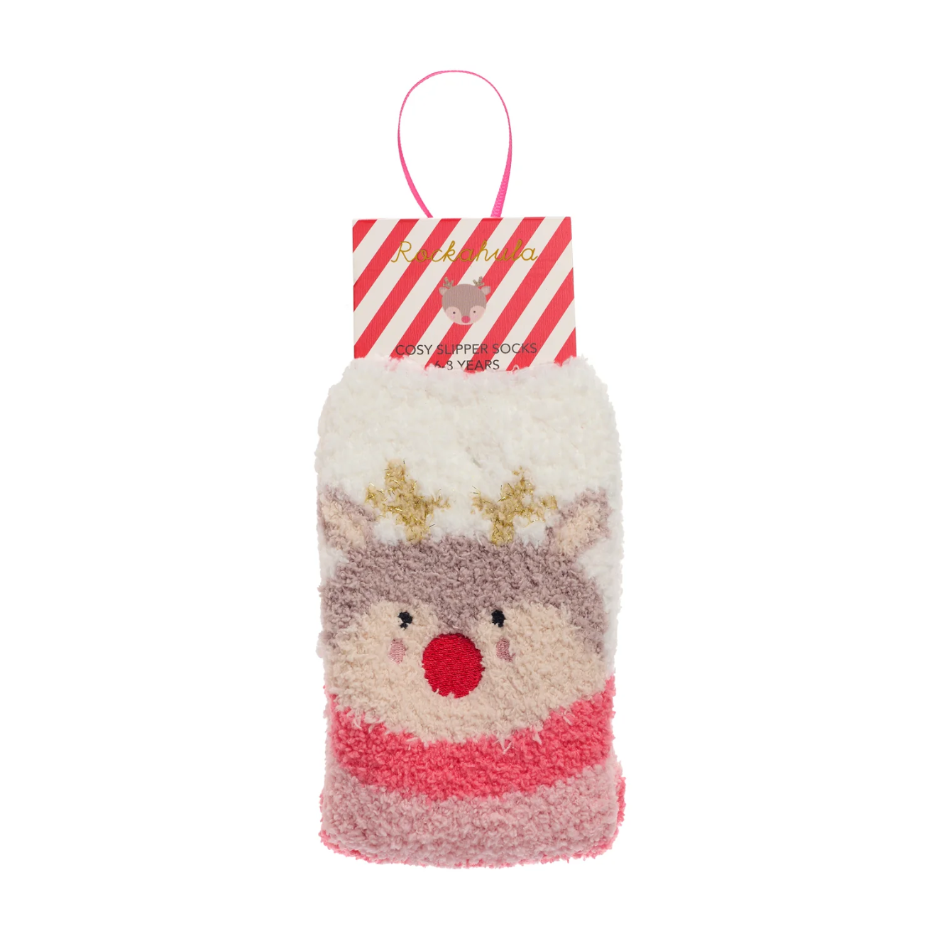 Reindeer Cosy Slipper Socks, 9-12 Jnr