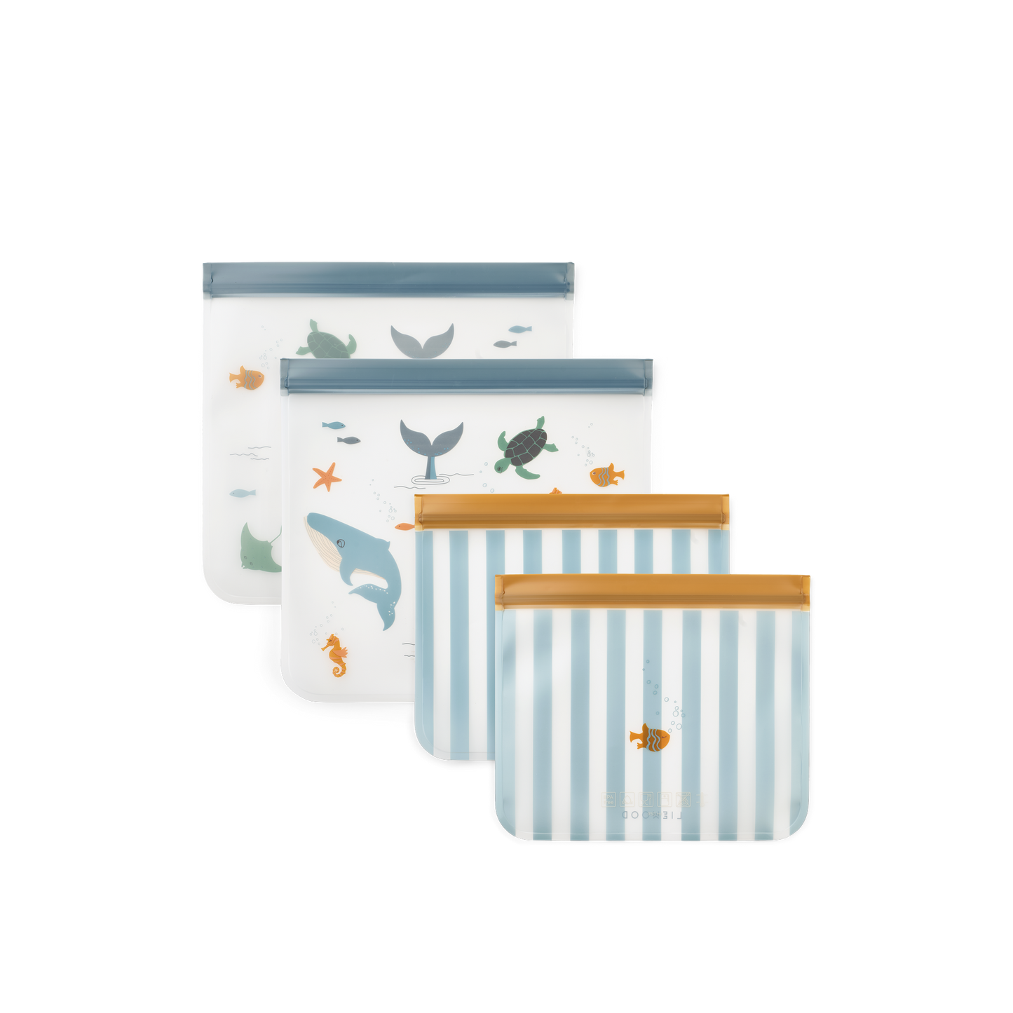 Sea Creature Rebus Reusable Food Bags 4-Pack