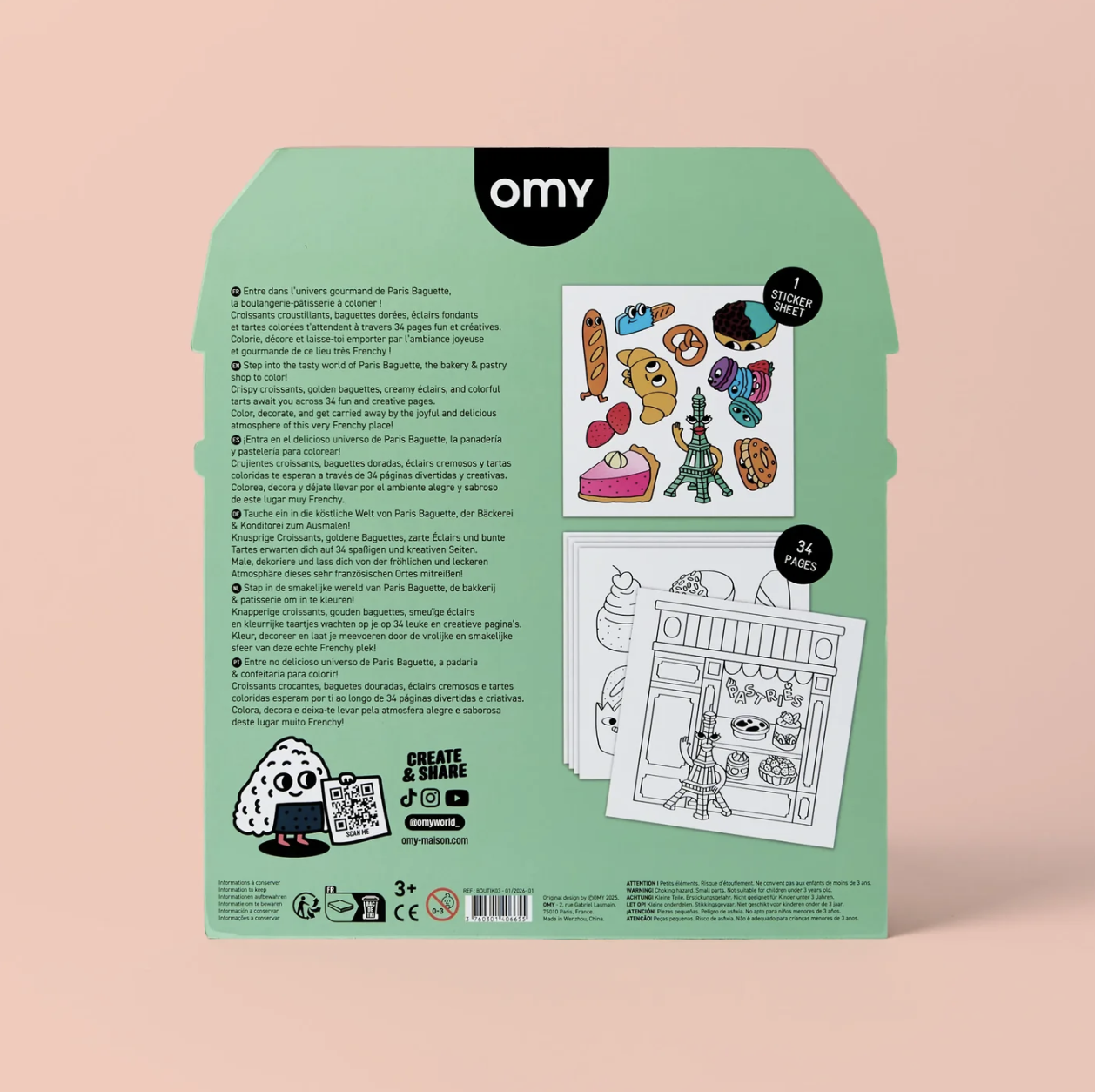 OMY, French Baguette Colouring & Sticker Book