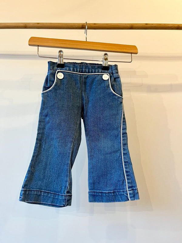 Preloved Little Bird, Blue Nautical Denim Jeans, 9 - 12 Months