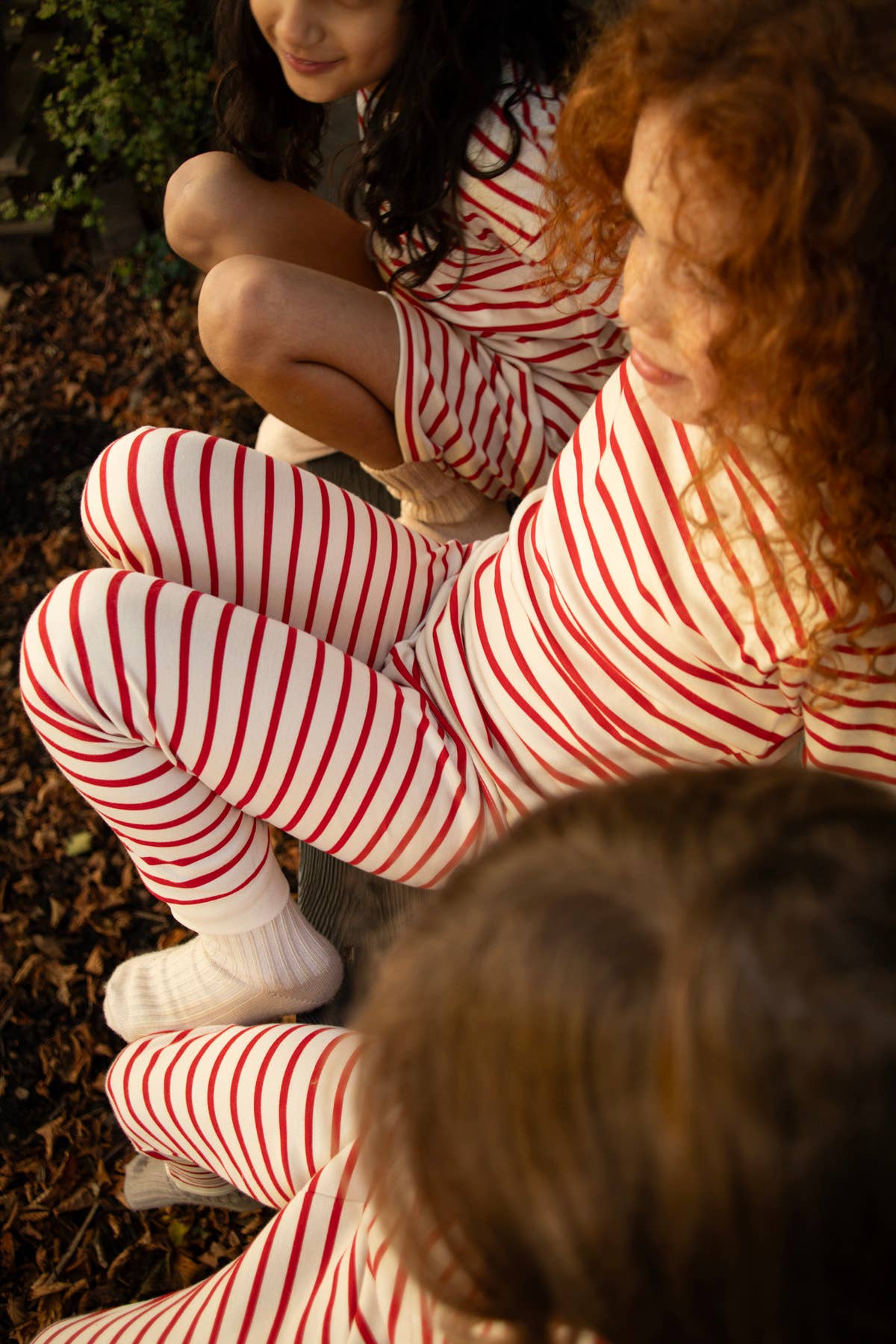 Sleepy Doe Organic Cotton Red and Oatmeal Breton Stripe Modern Christmas Pyjamas for Kids
