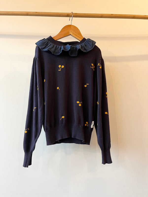 Preloved Maed for Mini, Navy Cherry Lightweight Knit, 7 - 8 years