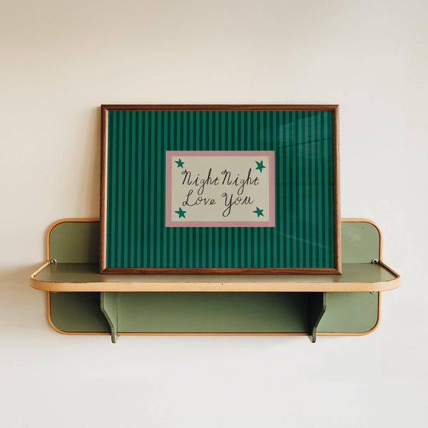 Lune Club - Night Night Love You Striped Print: Rust, Unframed, A3