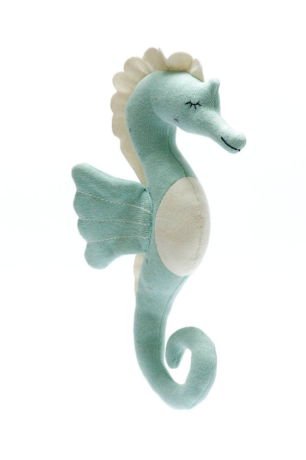 Best Years Tactile Knitted Seahorse Plush Toy Organic Cotton Sea Green