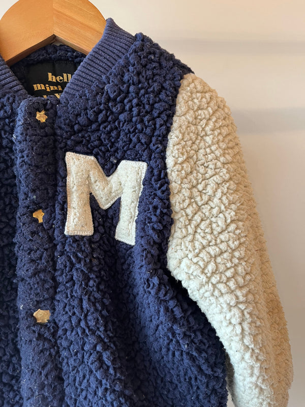 Preloved Mini Rodini, Navy and Cream Varsity Jacket, 2 - 3 years
