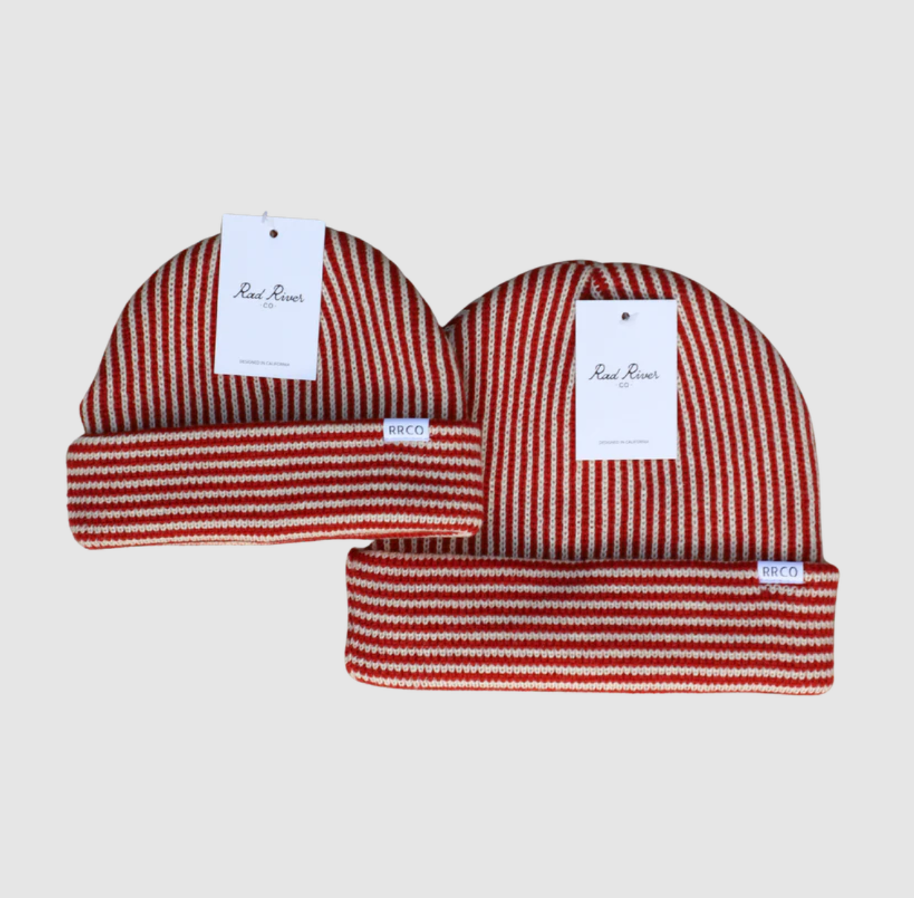 Thick Knit Red Striped Beanie
