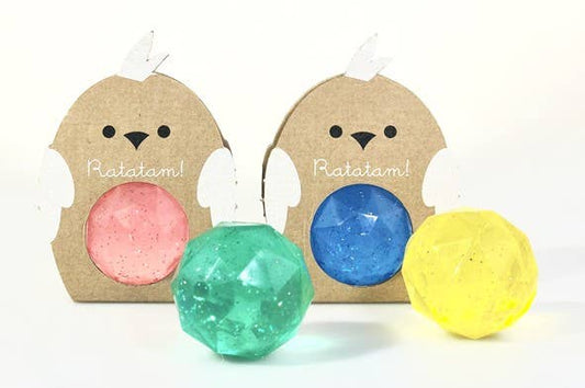 Ratatam! - 42mm blue glitter bird bouncing ball