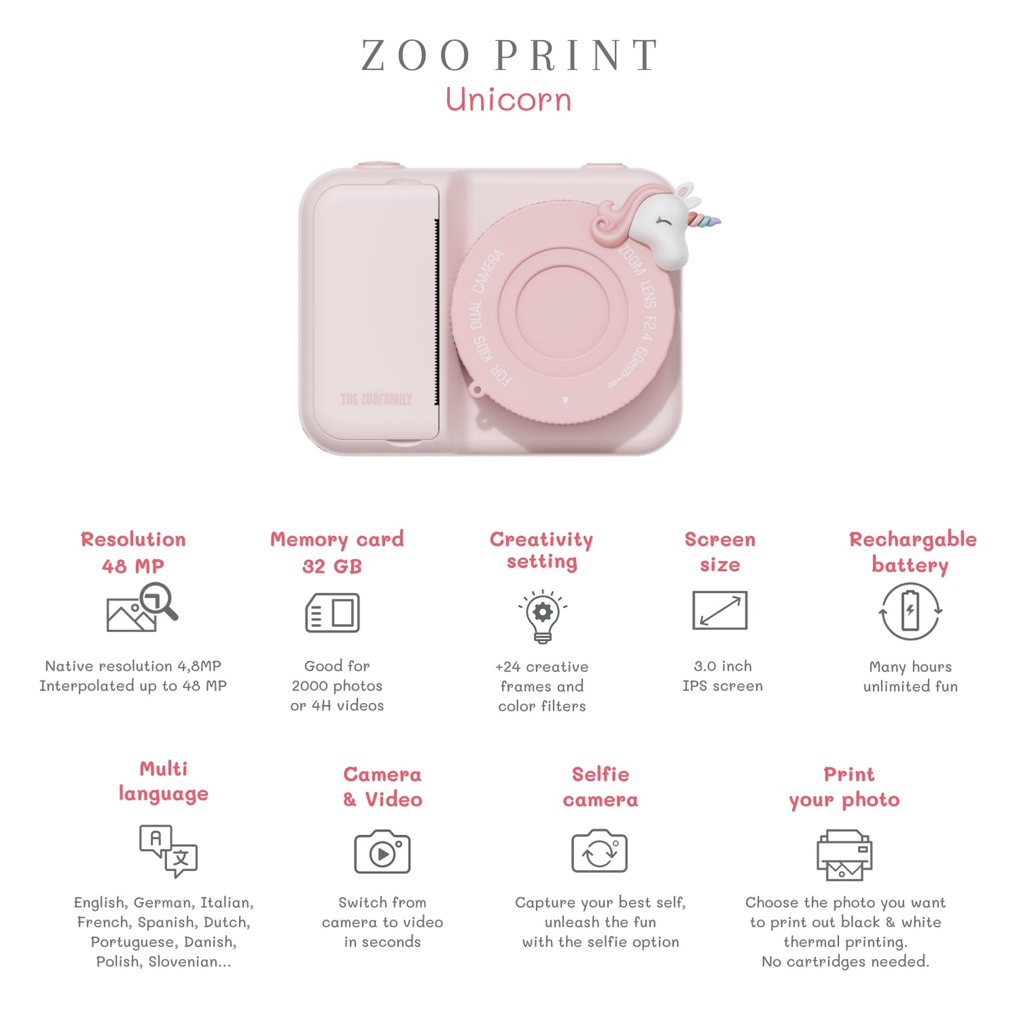 The ZooFamily, Zoo Print Camera, Unicorn