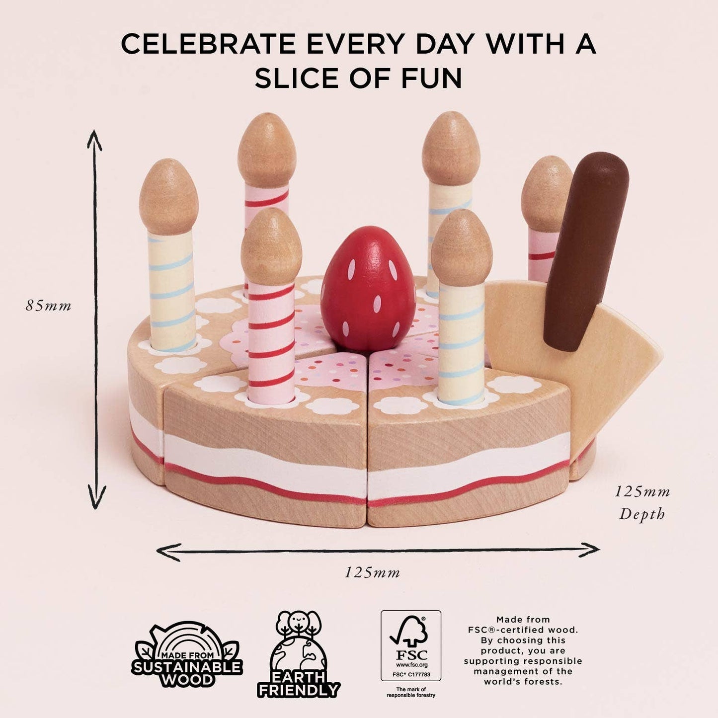 Le Toy Van, Wooden Birthday Cake & Candles
