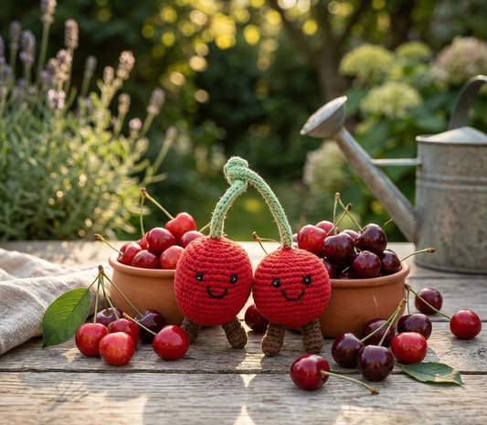 Best Years, Organic Cotton Crochet Cherries Baby Rattle