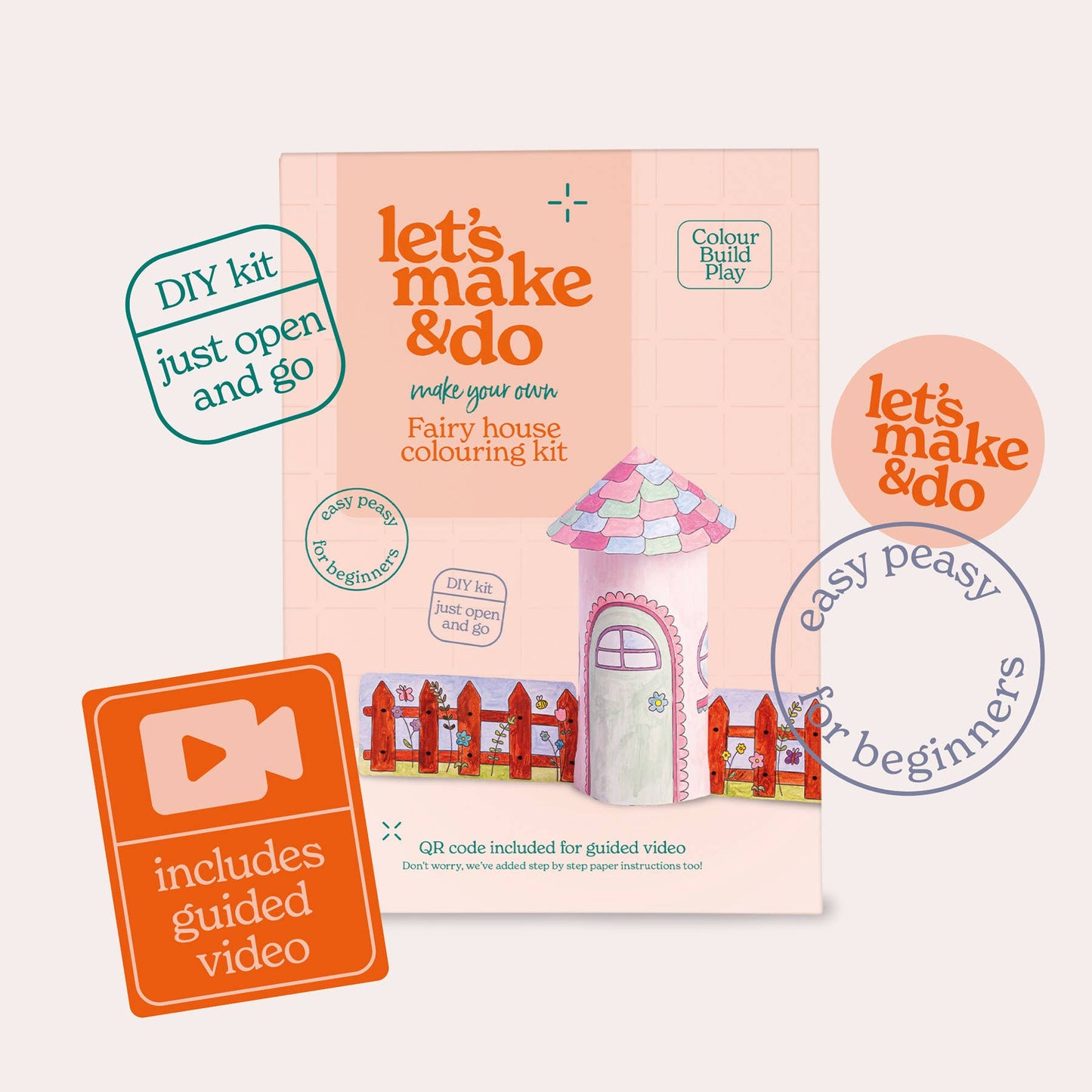 Let's Make & Do, Make Your Own Fairy House 3D Kids Colouring Kit