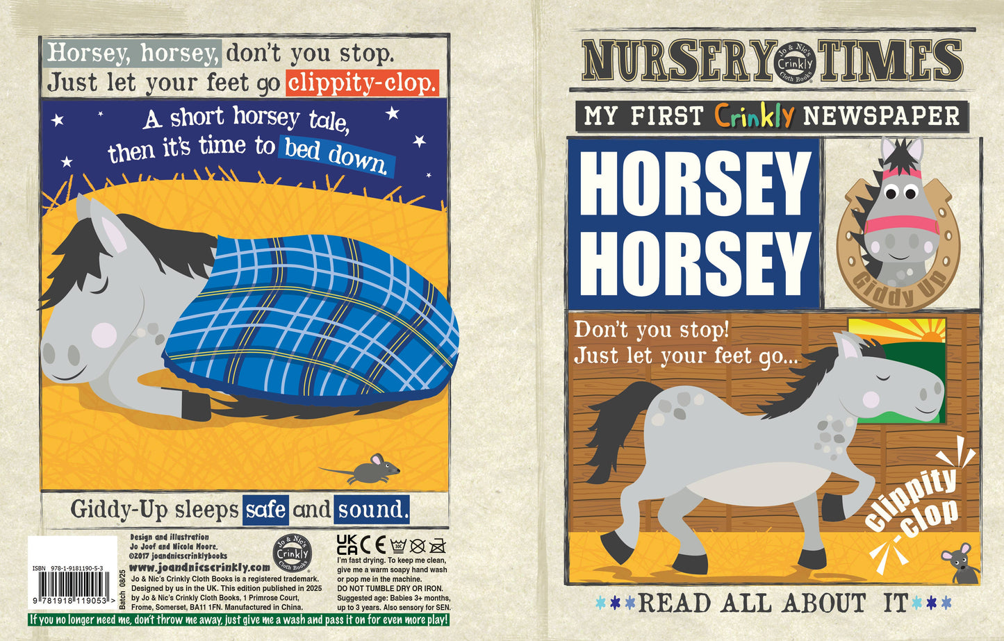 Jo + Nic's Crinkly Cloth Books, Horsey Horsey