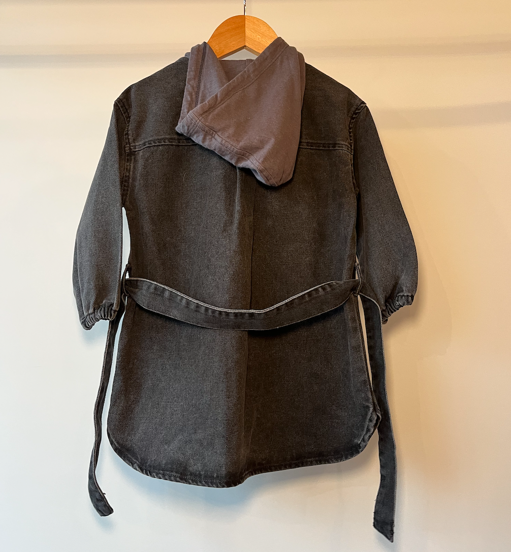 Preloved Zara, Charcoal Denim Hooded Dress, 2 - 3 Years