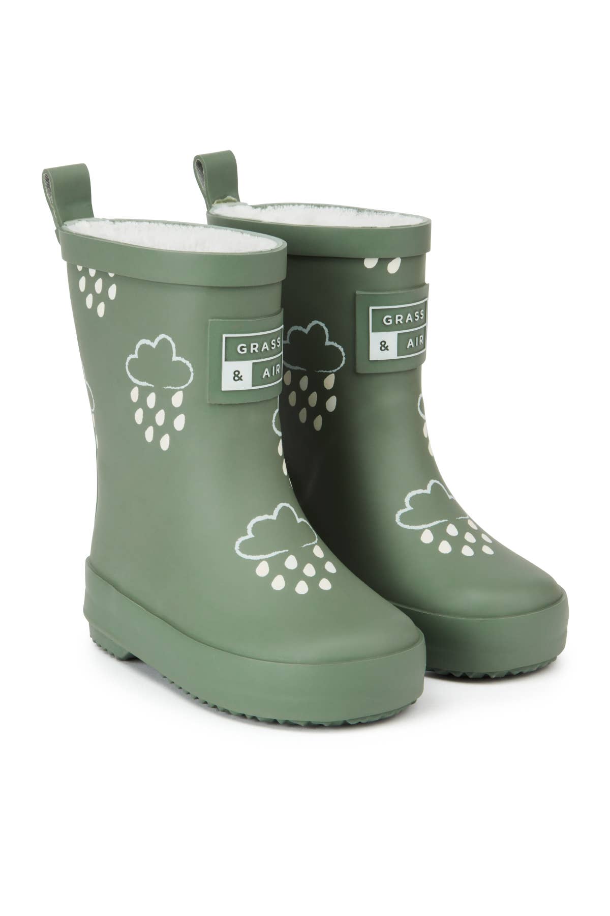 Khaki Green Colour-Revealing Wellies with Teddy-Fleece Lining