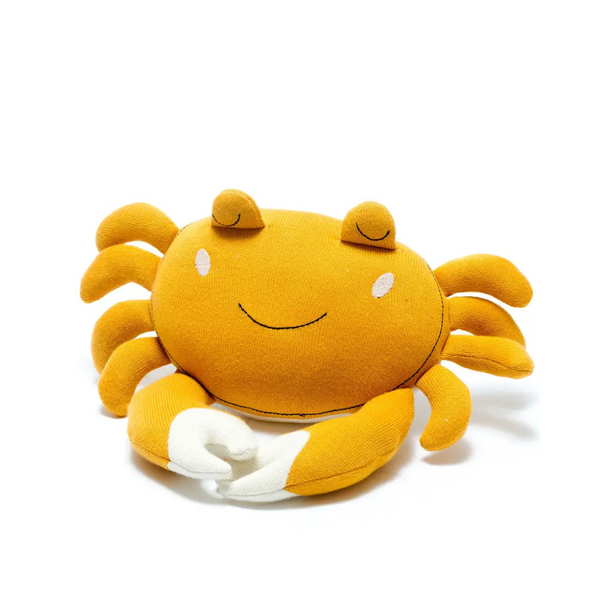 Best Years, Fair Trade Organic Cotton Knitted Crab Soft Toy in Mustard