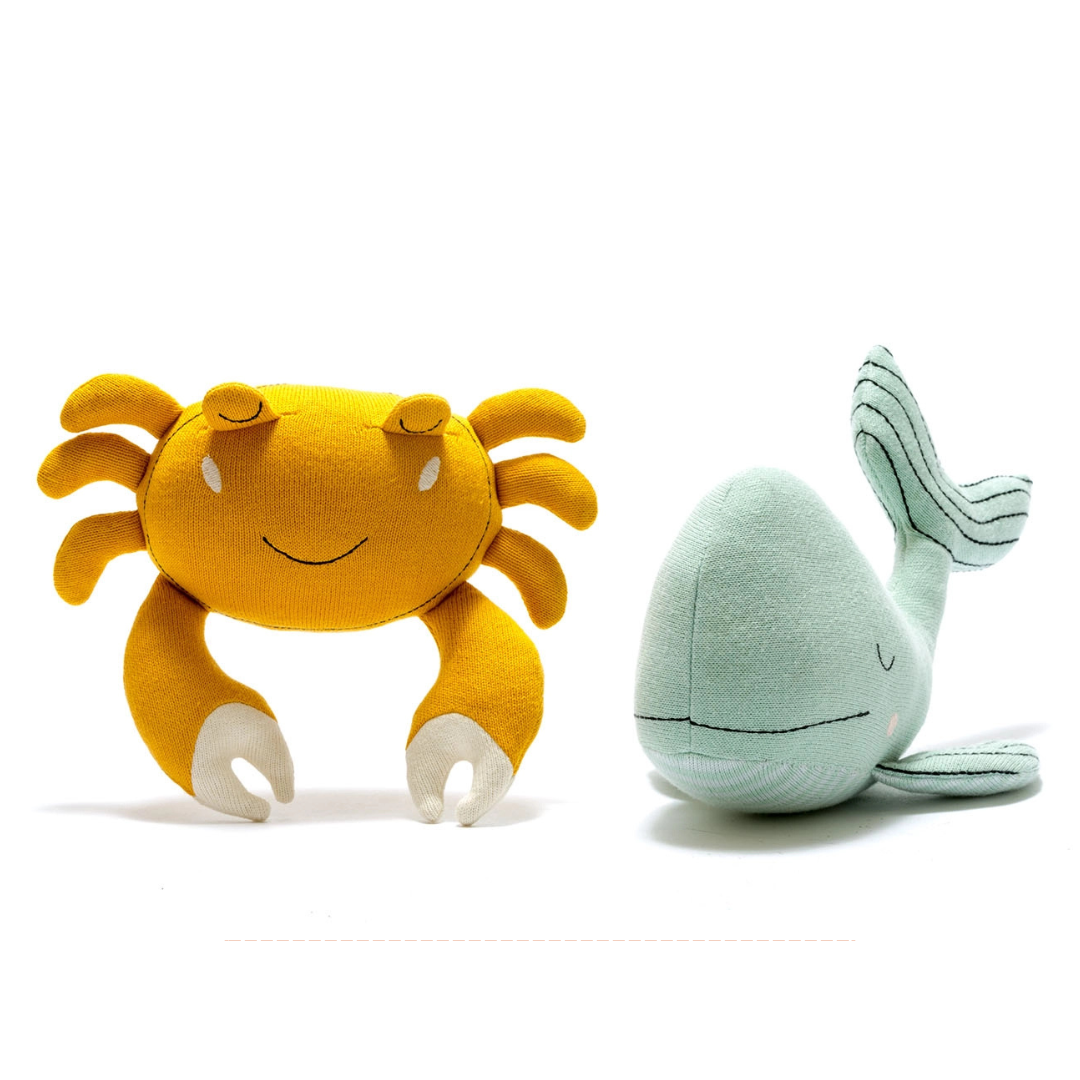 Best Years Fair Trade Organic Cotton Knitted Crab Soft Toy in Mustard