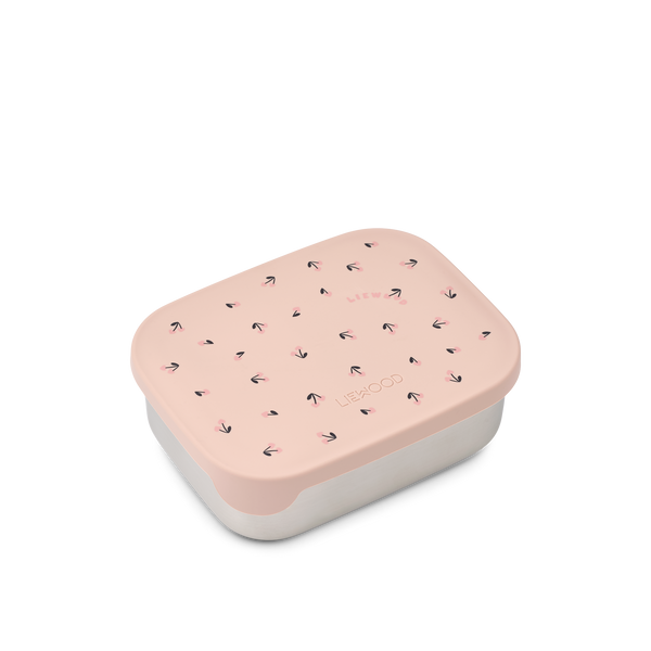 Liewood, Arthur Stainless Steel Lunchbox with Silicone Lid, in Cherry Heart Print
