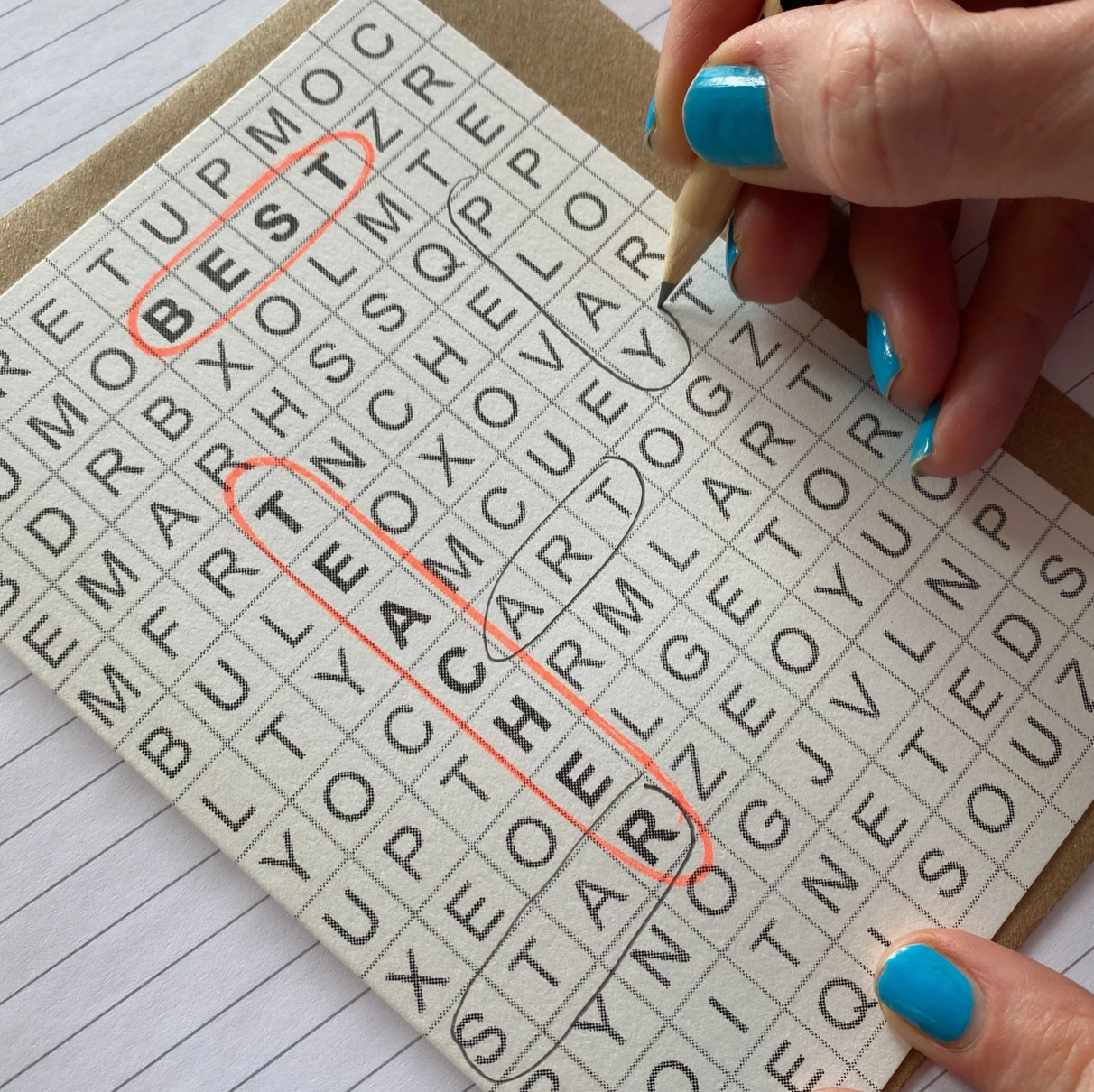 Best Teacher Cross-word Card