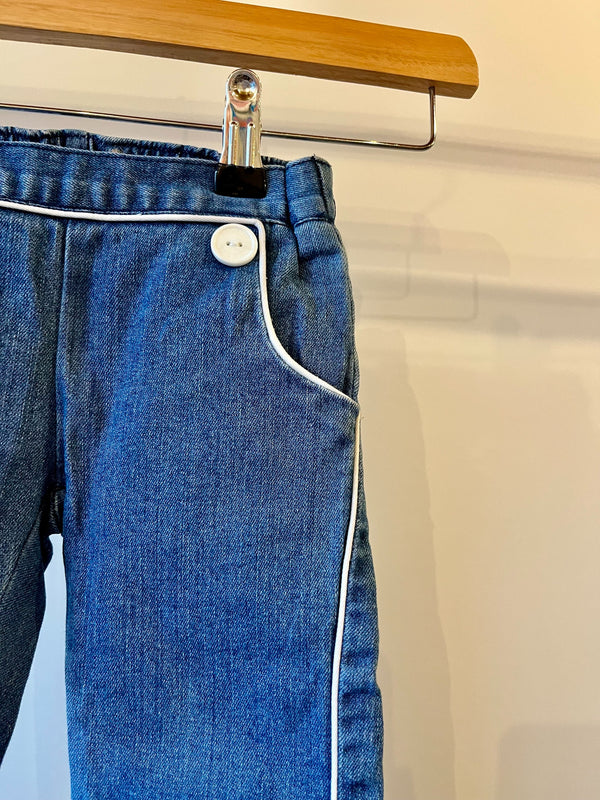 Preloved Little Bird, Blue Nautical Denim Jeans, 9 - 12 Months