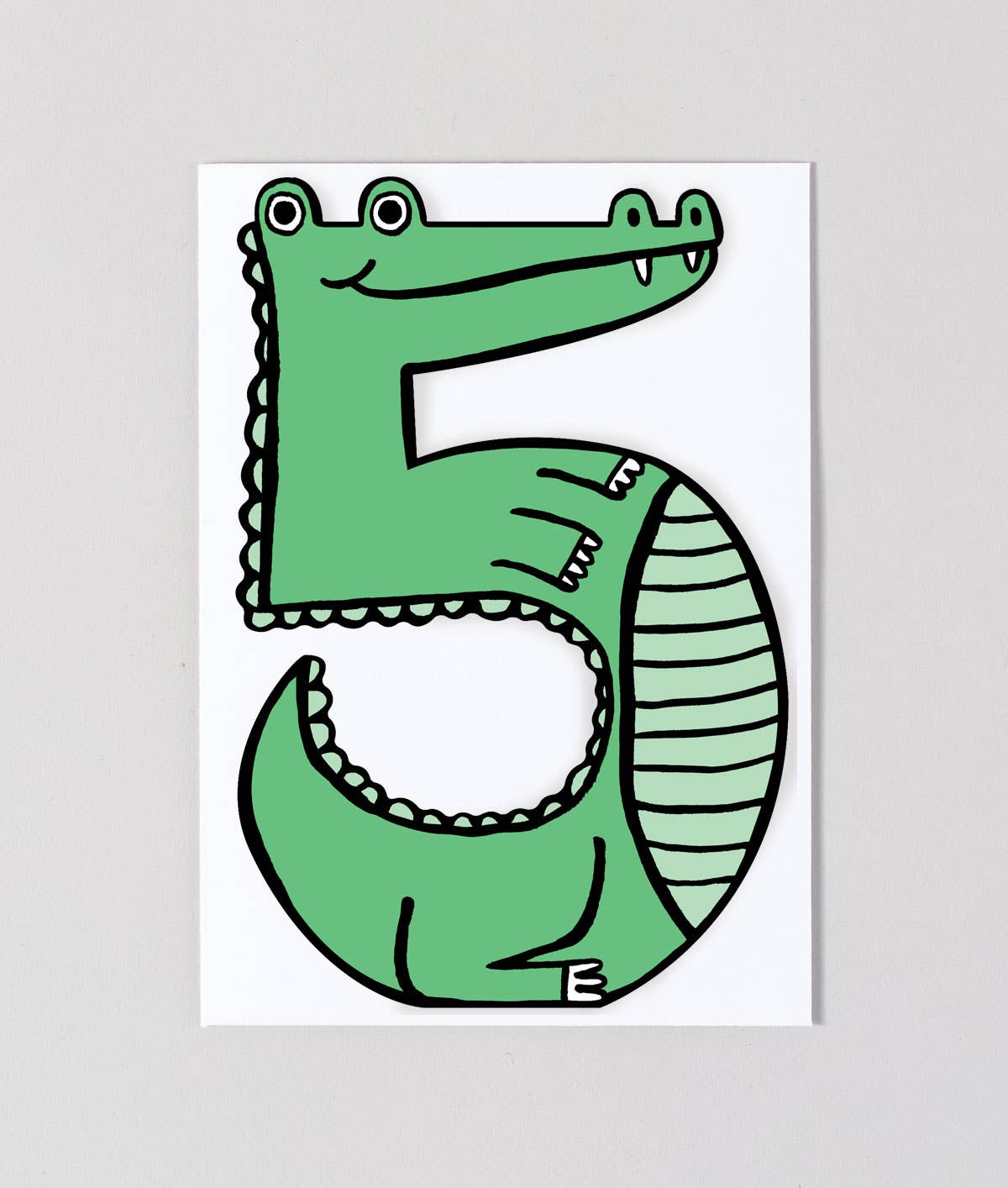 Croc Shaped Card 5th Birthday Kid's Birthday Number Card