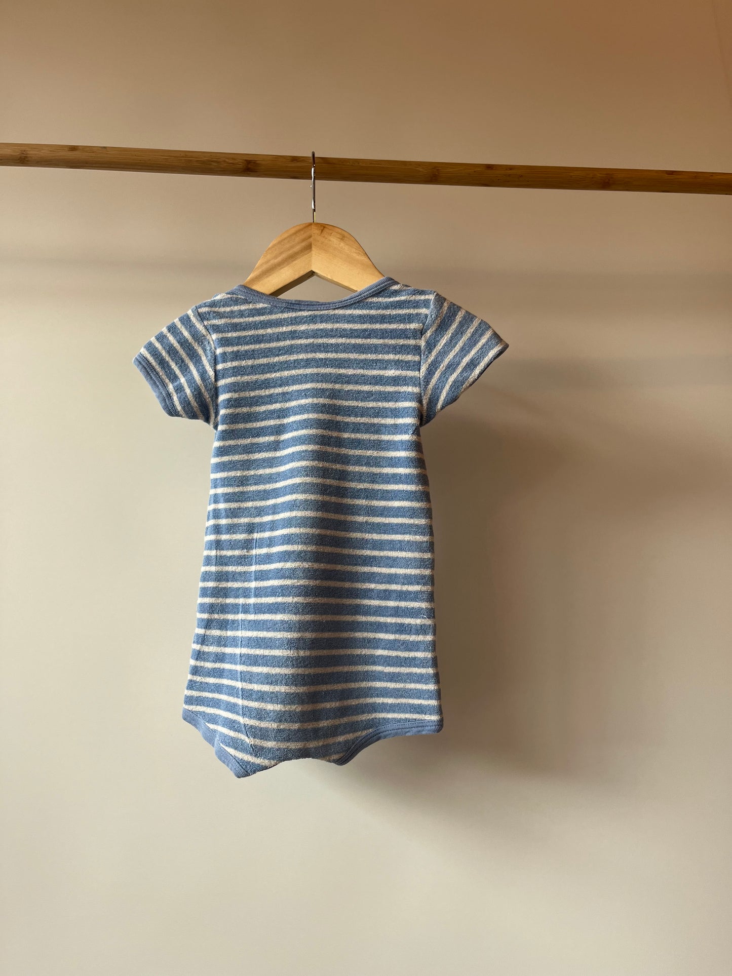 Preloved Gap, Blue and White Stripe Towelling Romper, 12 - 18 Months