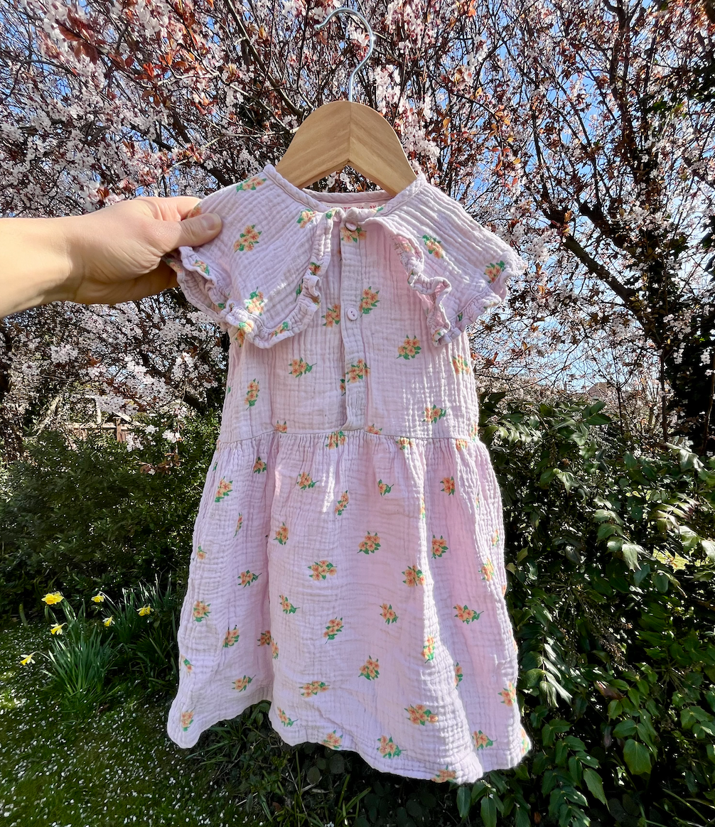 Preloved TinyCottons, Lilac Ditsy Floral Cheesecloth Dress, 2 Years