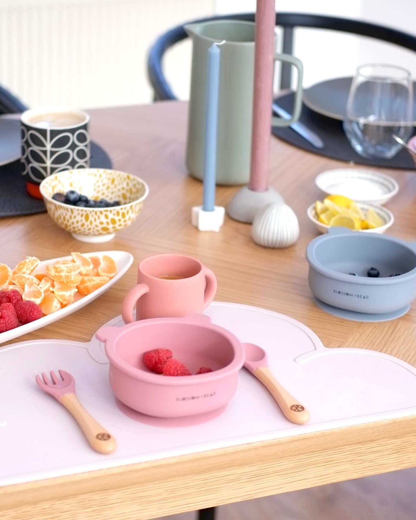 Blossom + Bear, Pebble 'Cub' Silicone Suction Bowl and Cutlery set