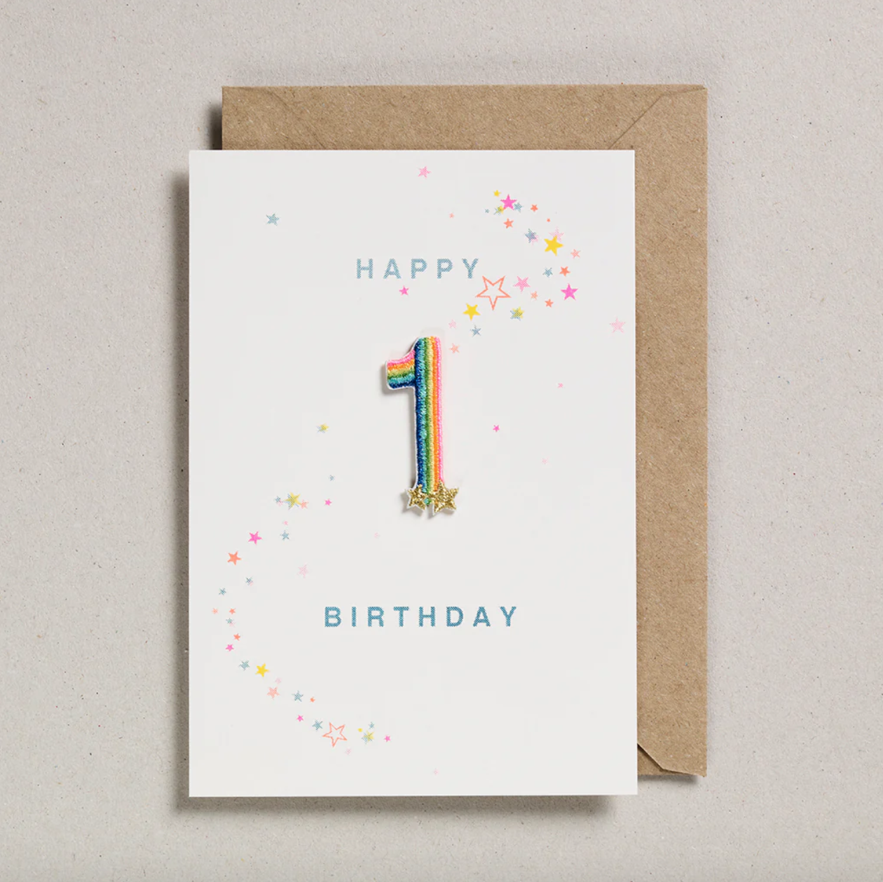 Petra Boase Cards Rainbow Age 1 Iron On Patch Birthday Card