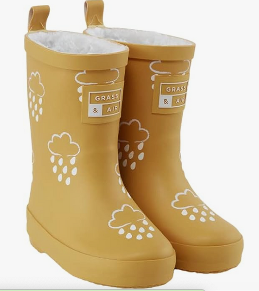 Ochre Colour-Changing Wellies with Teddy-Fleece Lining