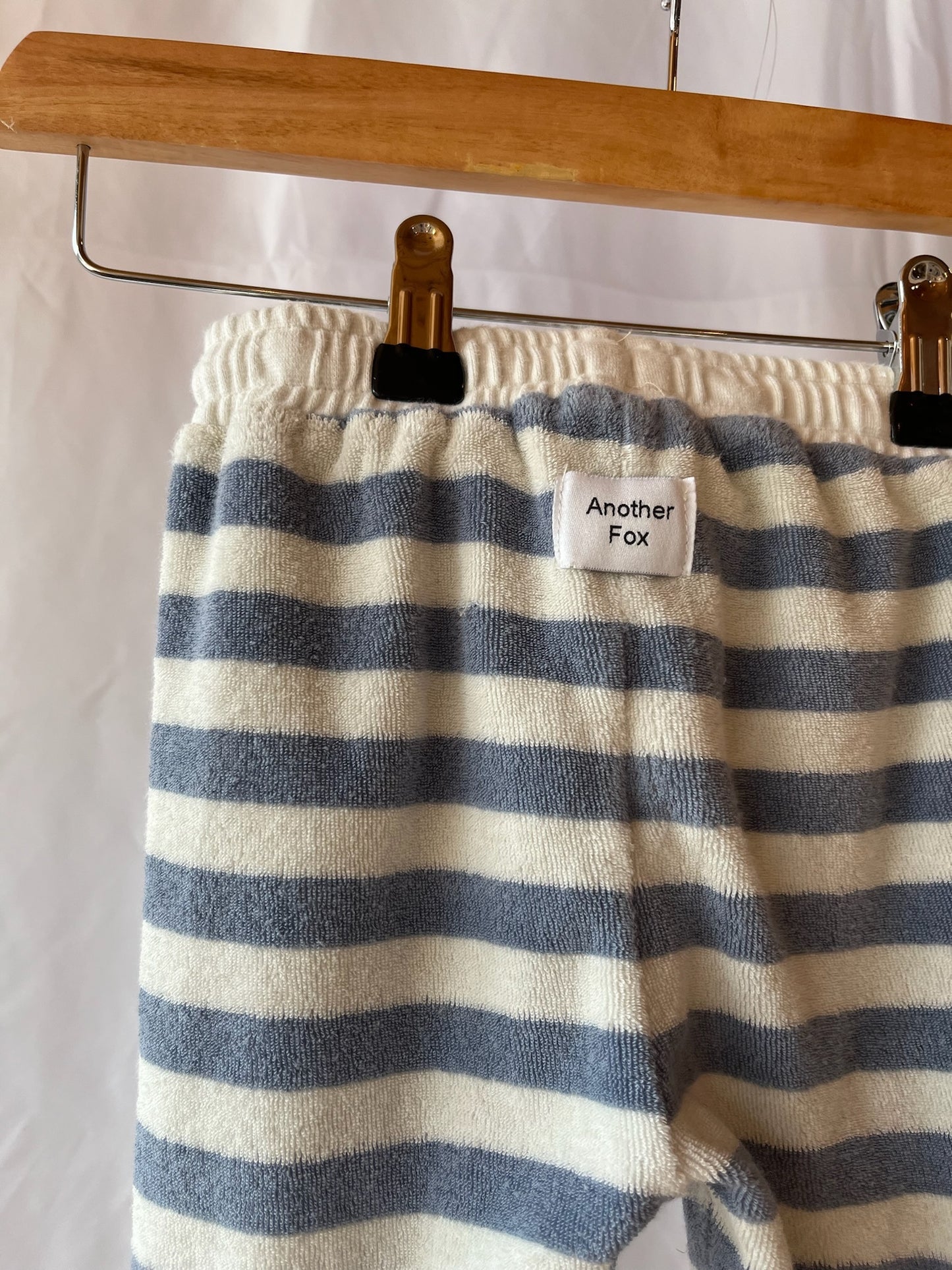 Another Fox, Light Blue and Cream Striped Towelling Joggers, 5 - 6 Years