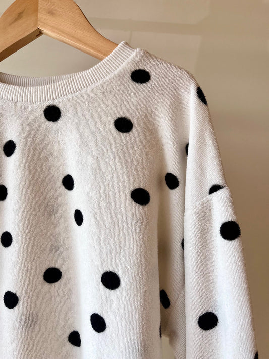 Another Fox, White Sweater with Black Polka Dots, 7 - 8 Years
