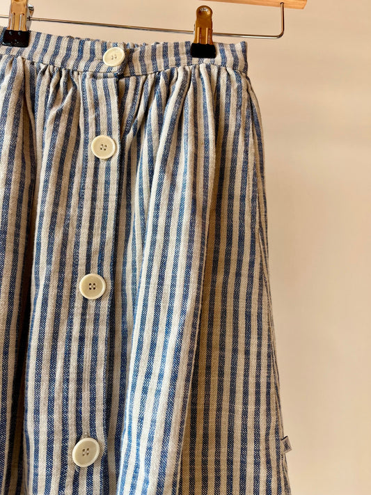 Repose AMS, Blue and Cream Striped Midi-Skirt, 4 - 5 Years