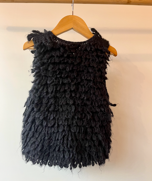 Bonpoint, Black Shaggy Wool Vest, 3 - 4 Years