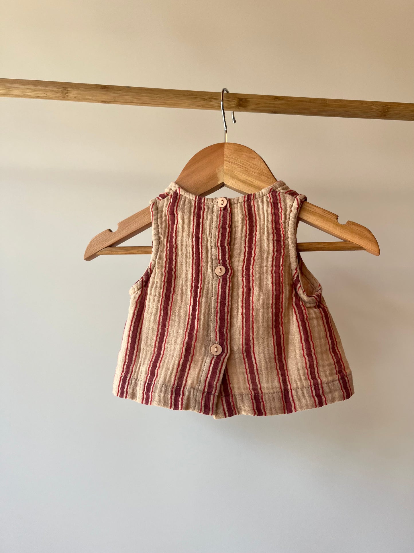 Tiny Cottons, Burgundy Striped Cotton Vest, 3 - 6 Months