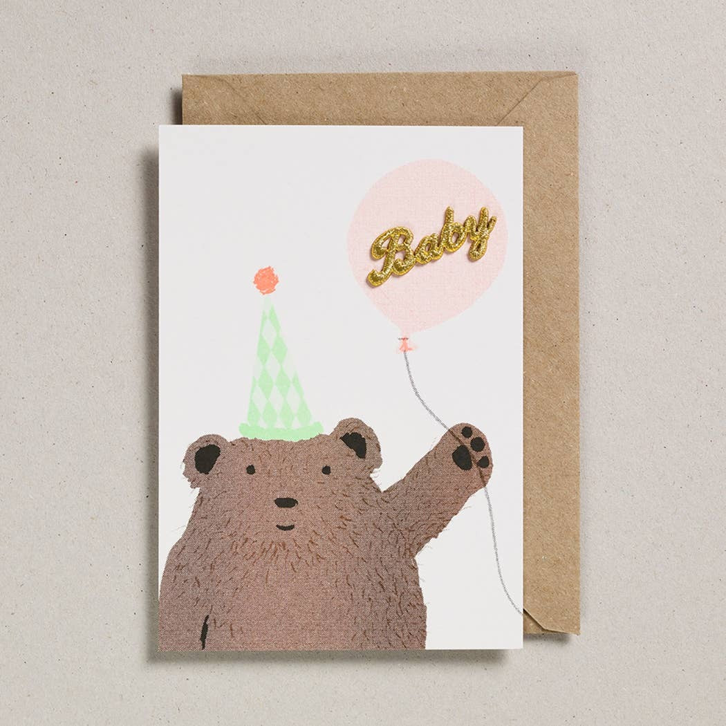 Bear and Balloon New Baby Card