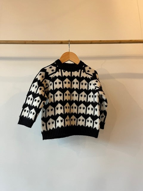 Zara, Black and White Knitted Ghost Sweater, 18 Months