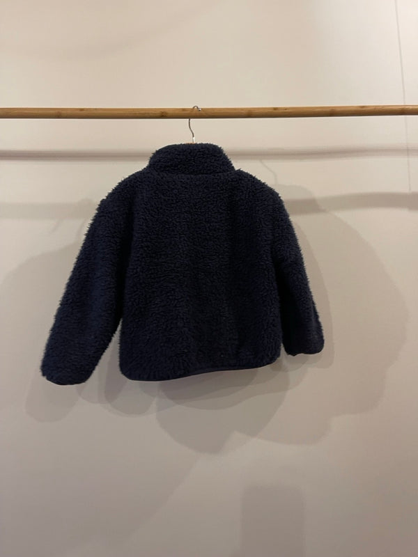 Tinycottons, Navy Fleece Jacket with Funnel Neck, 3 Years