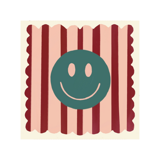 Wine Stripe Smiley Small Square Print