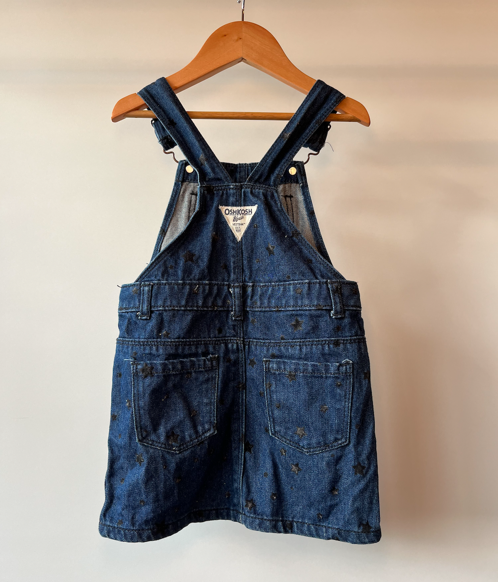 OshKosh B'Gosh, Dark Denim Dungaree Dress with Stars, 3 - 4 Years