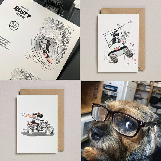 Rusty Studio Rascals Football Dog Birthday Card