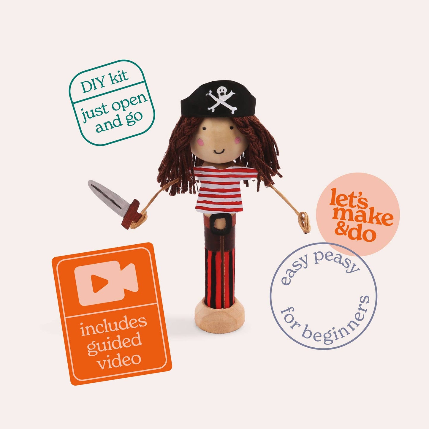 Let's Make & Do, Make Your Own Pirate Craft Kit Wooden Painting Gift Set
