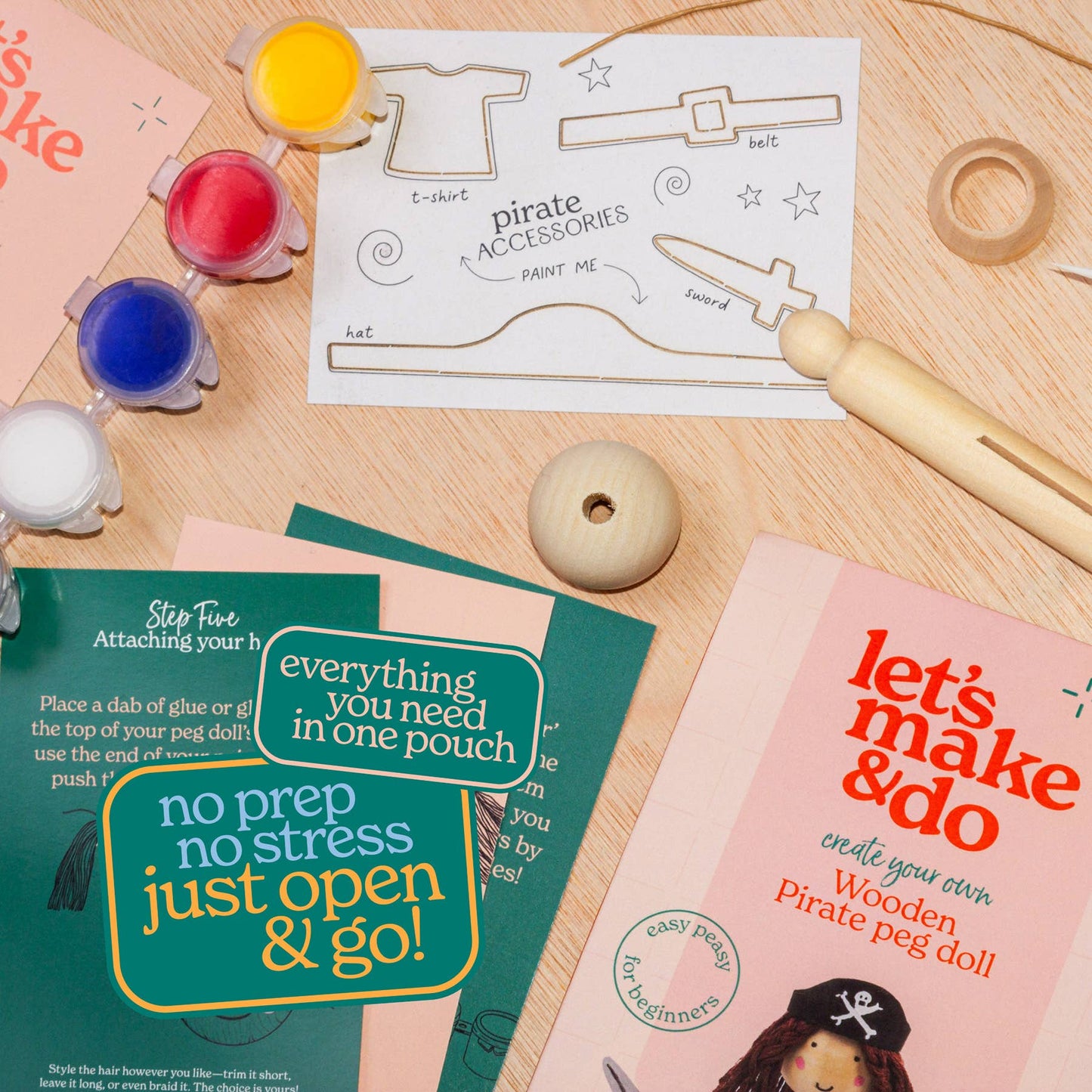 Let's Make & Do, Make Your Own Pirate Craft Kit Wooden Painting Gift Set