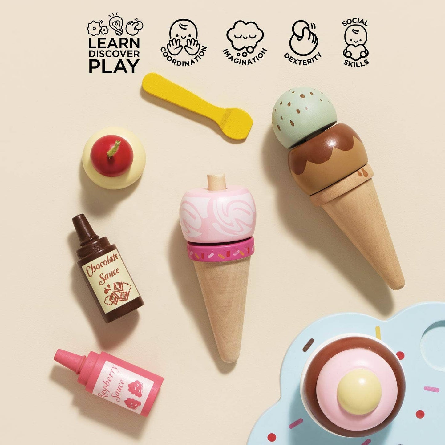 Le Toy Van, Wooden Ice Cream Stand & Toppings