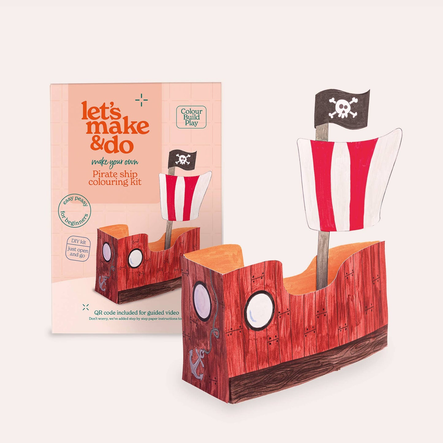 Let's Make & Do, Make Your Own Pirate Ship 3D Kids Colouring Craft Kit